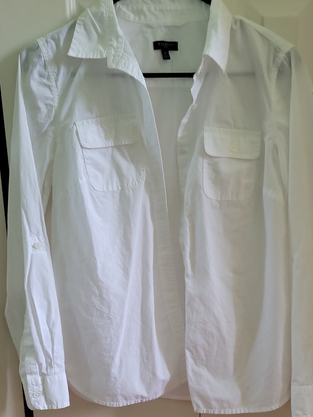 Talbots Classic White Button Front Shirt Size 8P